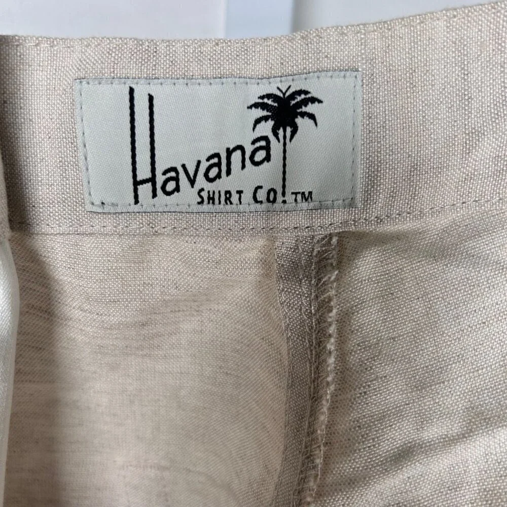 Havana Shirt Co Size Medium 32/34 Men Linen Pants Khaki